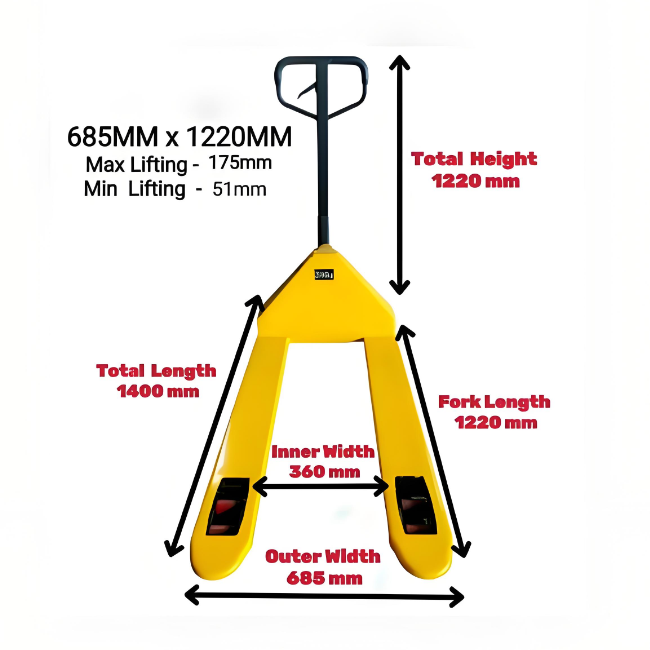 Universal Hand Pallet Truck Forks 1220mm x 685mm Standard Duty